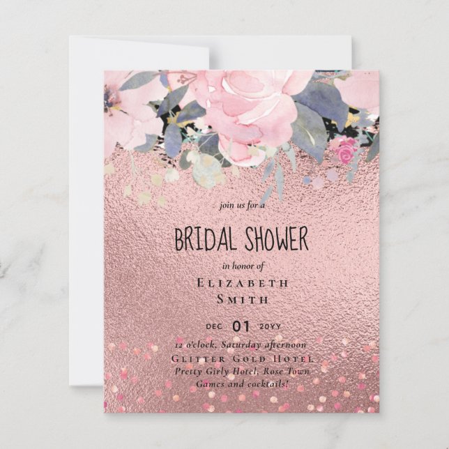 Papier RoseGold Parties scintillant métallique Floral Foi (Devant)