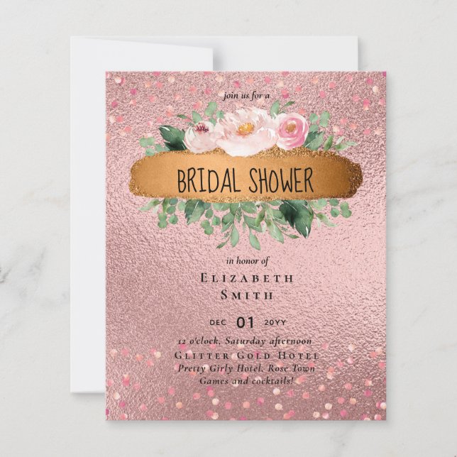 Papier RoseGold Parties scintillant métallique Floral Foi (Devant)