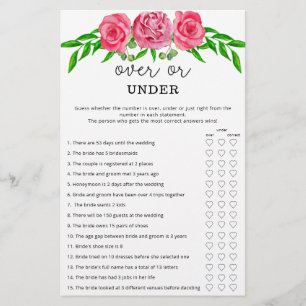 Papier Roses au-dessus ou en dessous du jeu de baby showe