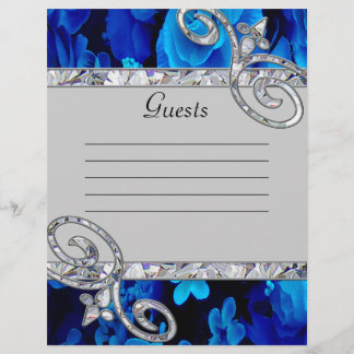 Papier Roses Bleus brillants et Mariage de perles de diam