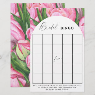 Papier Roses de pivoine - jeu de bingo de douche nuptiale
