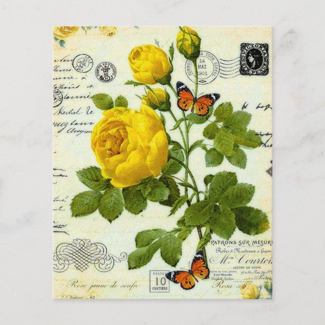 Papier Roses jaunes vintage (Devant)