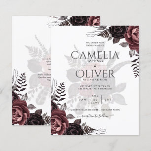 Papier Roses noirs de Bourgogne foncée Mariage automne hi