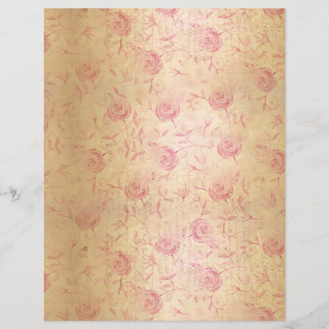 Papier Roses roses roses roses moelleuses Damask Or Shimm (Devant)