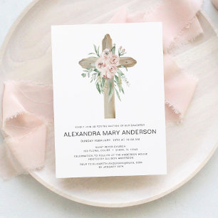 Papier Roses Roses Roses Roses Roses Croix Baptême Floral