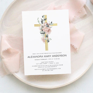 Papier Roses Roses Roses Roses Roses Croix Baptême Floral