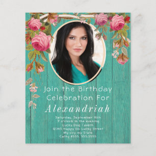 Papier Roses roses Rustiques Turquoise Bleu Grange Bois A