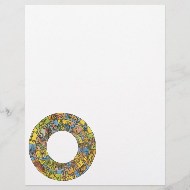 Papier Roue vintage céleste, Zodiaque astrologique (Devant)