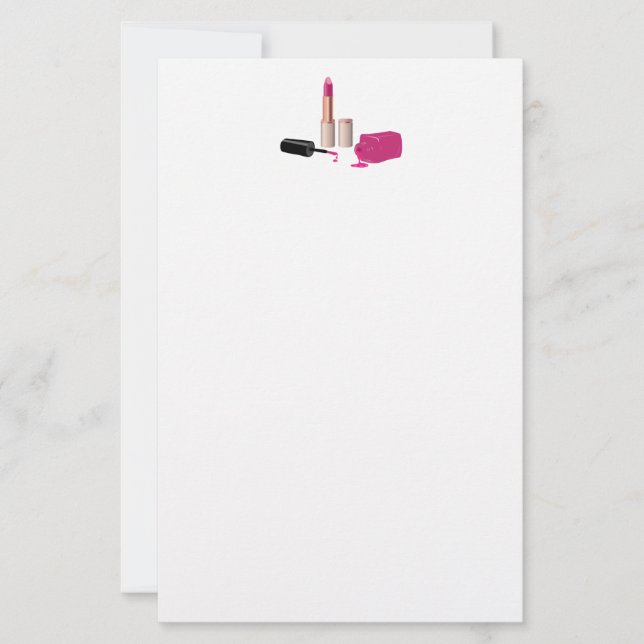 Papier Rouge à lèvres rose et ongle Polonais beauté thème (Devant)