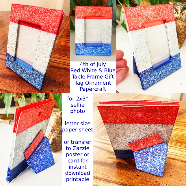 Papier Rouge Blanc & Bleu Parties scintillant Selfie Fram (Créateur téléchargé)