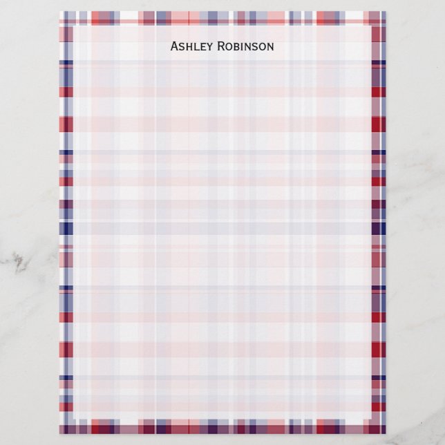 Papier Rouge, Blanc, Bleu Preppy Madras Plaid (Devant)