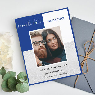 Papier Royal bleu argent photo mariage Enregistrer la dat