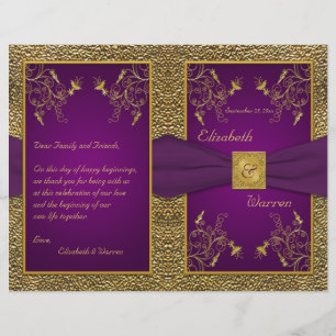 Papier Royal Purple and Gold Medallion Wedding Program
