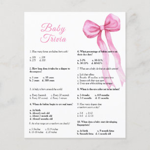 Papier Ruban rose - Bébé Quiz   Jeu de Baby Shower