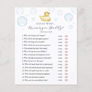Papier Rubber Duck Devine Qui maman ou papa Baby shower