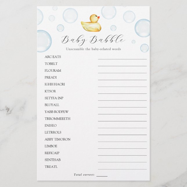 Papier Rubber Duck Word Search and Samble Double Game (Devant)