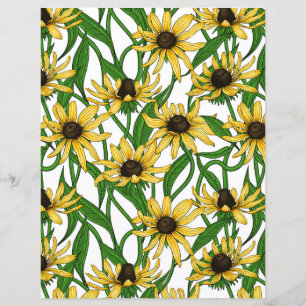 Papier Rudbekia jaune sur blanc