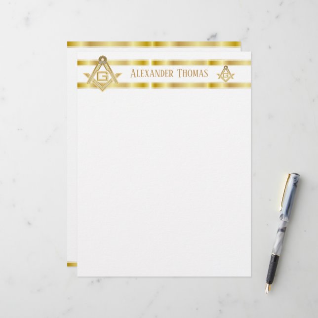 Papier Ruée d'or masonique (Devant/Arrière en situation)