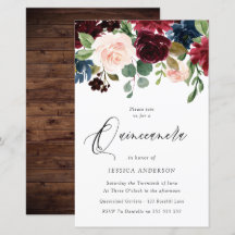 Russe Bourgogne Rouge Budget Quinceanera Invitatio