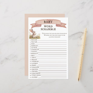 Papier Russe Bunny Baby shower Word Scramble Jeu