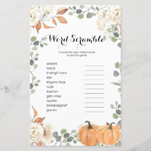 Papier Russe citrouille aquarelle Word Scramble Jeu,