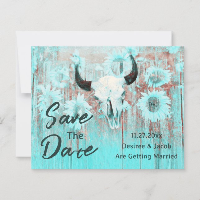 Papier Russe Crâne de vache Boho Turquoise tournesol Budg (Devant)