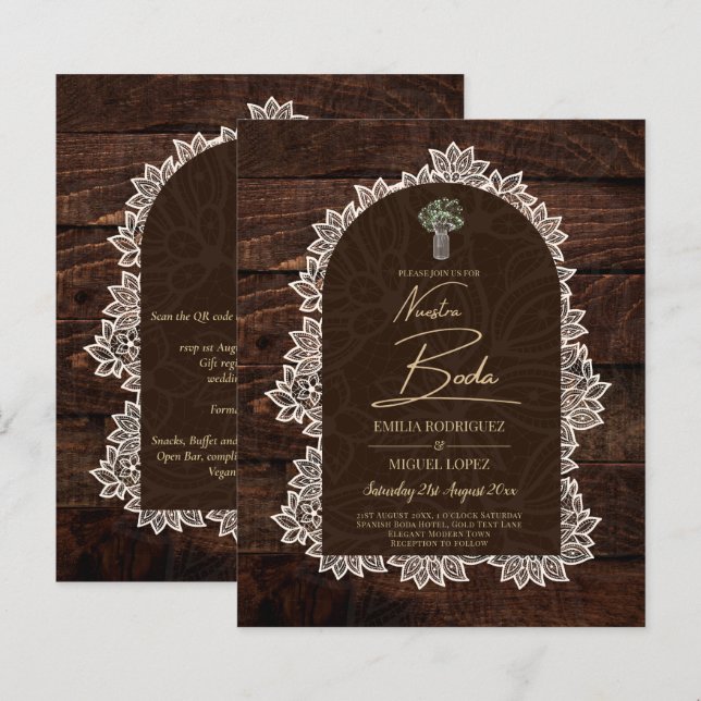 Papier Russe NUESTRA BODA Jardin Dentelle bois bois (Devant / Derrière)