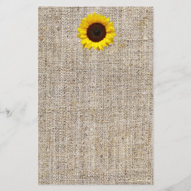 Papier Russe Western Pays Burlap Mariage de tournesol (Devant)