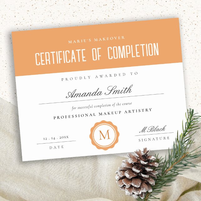 Papier Rust Boho Certificat minimal d'achèvement (Créateur téléchargé)