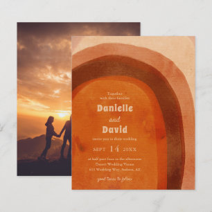 Papier Rustic Burnt Orange Photo Budget Mariage Inviter