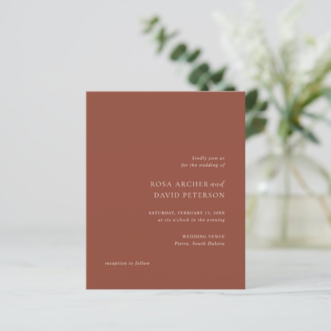 Papier Rustic Copper Editorial Modern Wedding Invitation (Debout devant)