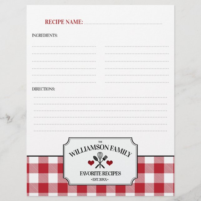 Papier Rustic Country Cuisine Famille Recette Classeur In (Devant)