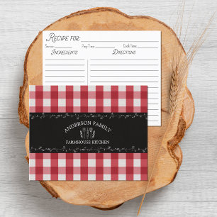Papier Rustic Country Red En vichy Family Recette Card
