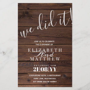 Papier Rustic Elopement Réception de mariage MODIFIER TEX