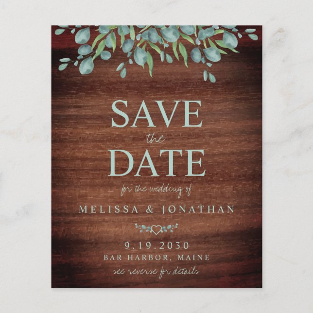 Papier Rustic Eucalyptus Mariage QR Code Enregistrer la d (Devant)