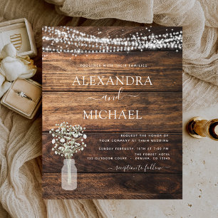 Papier Rustic Farmhouse Baby's Breath Jar Mariage