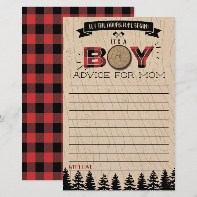 Papier Rustic Forest Plaid Lumberjack Garçons Conseil béb (Devant / Derrière)