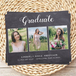 Papier Rustic Graduation 3 Photo Ardoise Budget Invitatio