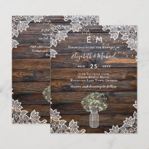 Papier Rustic Gypsophila WOODLAND MARIAGE Invitation BUDG