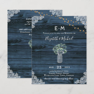 Papier Rustic Gypsophila WOODLAND MARIAGE Invitation BUDG