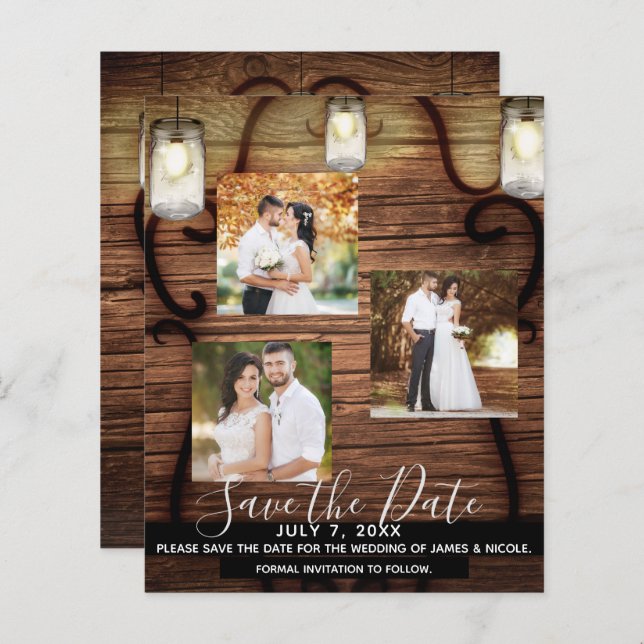 Papier Rustic Hanging Lights Mariage Photo Enregistrer la (Devant / Derrière)