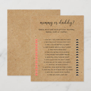 Papier Rustic - jeu de baby shower maman ou papa