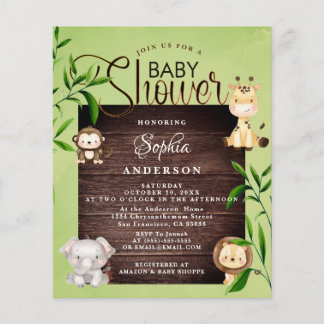Papier Rustic Jungle Safari Animaux baby shower verdoyant