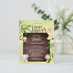 Papier Rustic Jungle Safari Animaux baby shower verdoyant