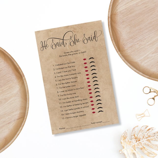 Papier Rustic Kraft Il Dit Qu'Elle A Dit Fête des mariées (Créateur téléchargé)