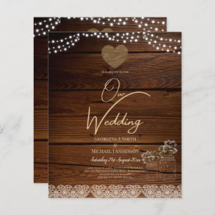 Papier Rustic Mason Jars Lumières Dentelle Gypsophilie MA