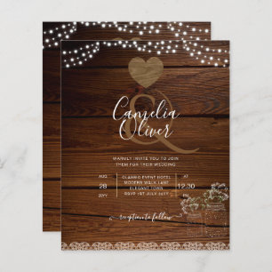 Papier Rustic Mason Jars Lumières Dentelle Gypsophilie MA