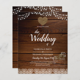 Papier Rustic Mason Jars Lumières Dentelle Gypsophilie MA