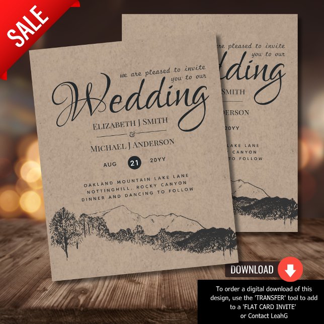 Papier Rustic Mountain Paysage Pine Trees Mariage (Créateur téléchargé)