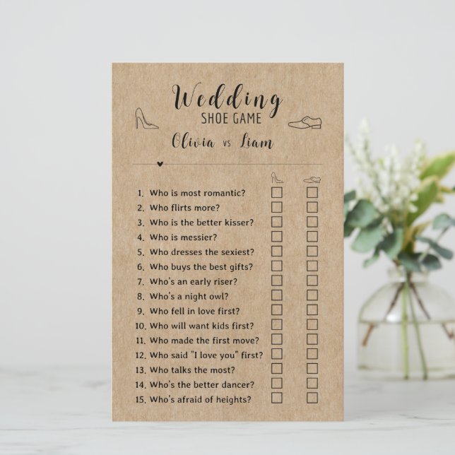 Papier Rustic Paper Fête des mariées amusant Mariage chau (Debout devant)